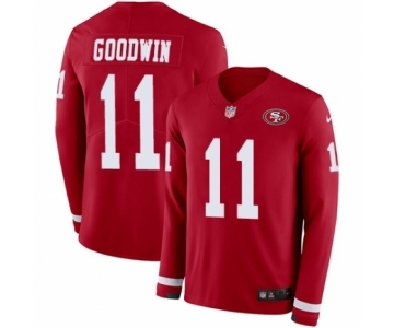 Men's Nike San Francisco 49ers #11 Marquise Goodwin Limited Red Therma Long Sleeve NFL Jersey