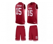 Men's Nike San Francisco 49ers #15 Pierre Garcon Limited Red Tank Top Suit NFL Jersey