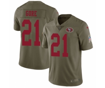 Men's Nike San Francisco 49ers #21 Frank Gore Limited Olive 2017 Salute to Service NFL Jersey