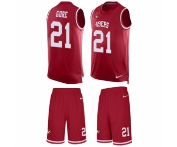 Men's Nike San Francisco 49ers #21 Frank Gore Limited Red Tank Top Suit NFL Jersey