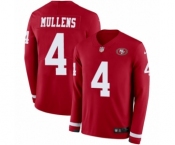 Men's Nike San Francisco 49ers #4 Nick Mullens Limited Red Therma Long Sleeve NFL Jersey Men's Nike San Francisco 49ers #4 Nick Mullens Limited Red Therma Long Sleeve NFL Jersey
