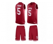 Men's Nike San Francisco 49ers #5 Bradley Pinion Limited Red Tank Top Suit NFL Jersey