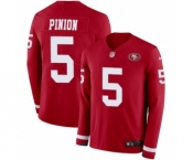 Men's Nike San Francisco 49ers #5 Bradley Pinion Limited Red Therma Long Sleeve NFL Jersey Men's Nike San Francisco 49ers #5 Bradley Pinion Limited Red Therma Long Sleeve NFL Jersey