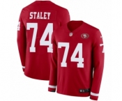 Men's Nike San Francisco 49ers #74 Joe Staley Limited Red Therma Long Sleeve NFL Jersey Men's Nike San Francisco 49ers #74 Joe Staley Limited Red Therma Long Sleeve NFL Jersey