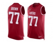 Men's Nike San Francisco 49ers #77 Trent Brown Limited Red Player Name & Number Tank Top NFL Jersey