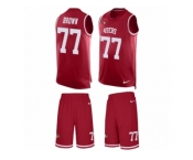 Men's Nike San Francisco 49ers #77 Trent Brown Limited Red Tank Top Suit NFL Jersey