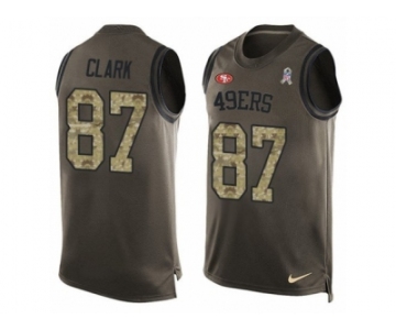 Men's Nike San Francisco 49ers #87 Dwight Clark Limited Green Salute to Service Tank Top NFL Jersey