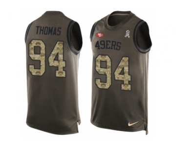 Men's Nike San Francisco 49ers #94 Solomon Thomas Limited Green Salute to Service Tank Top NFL Jersey