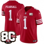 Men's San Francisco 49ers #1 Ricky Pearsall Red 80th Anniversary Patch 2026 F.U.S.E. Vapor Untouchable Limited Football Stitched Jersey Men's San Francisco 49ers #1 Ricky Pearsall Red 80th Anniversary Patch 2026 F.U.S.E. Vapor Untouchable Limited Football Stitched Jersey