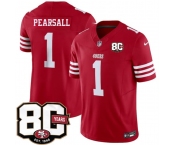 Men's San Francisco 49ers #1 Ricky Pearsall Red 80th Anniversary Patch 2026 F.U.S.E. Vapor Untouchable Limited Football Stitched Jersey