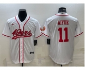 Men's San Francisco 49ers #11 Brandon Aiyuk White With Patch Cool Base Stitched Baseball Jersey