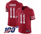 Men's San Francisco 49ers #11 Marquise Goodwin Red Team Color Vapor Untouchable Limited Player 100th Season Football Jersey Men's San Francisco 49ers #11 Marquise Goodwin Red Team Color Vapor Untouchable Limited Player 100th Season Football Jersey