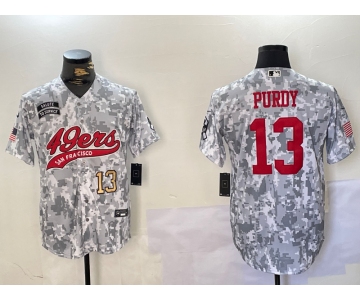 Men's San Francisco 49ers #13 Brock Purdy Arctic Camo 2024 Salute to Service Stitched Baseball Jerseys
