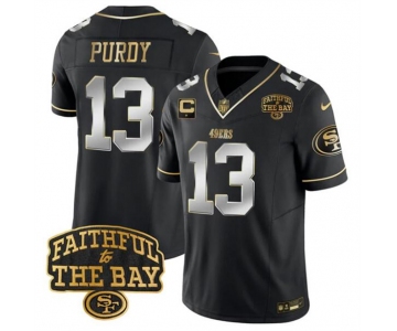 Men's San Francisco 49ers #13 Brock Purdy Black 2025 F.U.S.E. 1-Star C With Faithful To The Bay Patch Limited V8 Football Stitched Jersey