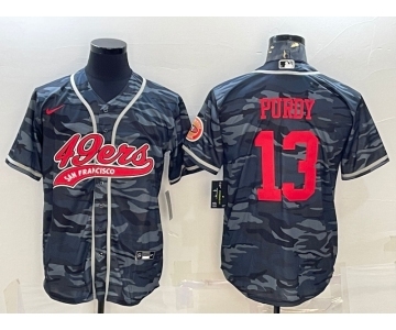 Men's San Francisco 49ers #13 Brock Purdy Grey Camo With Patch Cool Base Stitched Baseball Jersey