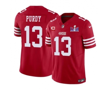 Men's San Francisco 49ers #13 Brock Purdy Red 2024 F.U.S.E. Super Bowl LVIII Patch And 1-star C Patch Vapor Untouchable Limited Football Stitched Jersey