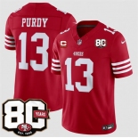 Men's San Francisco 49ers #13 Brock Purdy Red 2026 F.U.S.E. With 80th Anniversary & 4-Star C Patch Vapor Untouchable Limited Football Stitched Jersey Men's San Francisco 49ers #13 Brock Purdy Red 2026 F.U.S.E. With 80th Anniversary & 4-Star C Patch Vapor Untouchable Limited Football Stitched Jersey