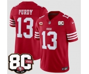 Men's San Francisco 49ers #13 Brock Purdy Red 2026 F.U.S.E. With 80th Anniversary & 4-Star C Patch Vapor Untouchable Limited Football Stitched Jersey