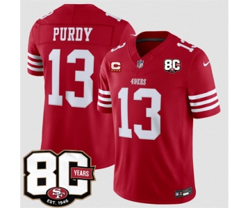Men's San Francisco 49ers #13 Brock Purdy Red 2026 F.U.S.E. With 80th Anniversary & 4-Star C Patch Vapor Untouchable Limited Football Stitched Jersey