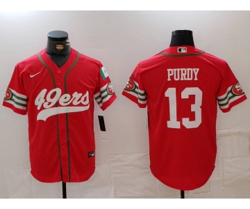 Men's San Francisco 49ers #13 Brock Purdy Red Mexico Cool Base Stitched Baseball Jersey