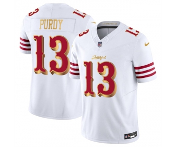 Men's San Francisco 49ers #13 Brock Purdy White Gold 2025 F.U.S.E. “Rivalries” Vapor Limited Football Stitched Jersey
