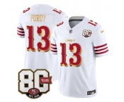 Men's San Francisco 49ers #13 Brock Purdy White Gold 80th Anniversary Patch “Rivalries” 2026 F.U.S.E. Vapor Untouchable Limited Football Stitched Jersey Men's San Francisco 49ers #13 Brock Purdy White Gold 80th Anniversary Patch “Rivalries” 2026 F.U.S.E. Vapor Untouchable Limited Football Stitched Jersey