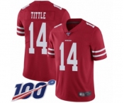 Men's San Francisco 49ers #14 Y.A. Tittle Red Team Color Vapor Untouchable Limited Player 100th Season Football Jersey Men's San Francisco 49ers #14 Y.A. Tittle Red Team Color Vapor Untouchable Limited Player 100th Season Football Jersey