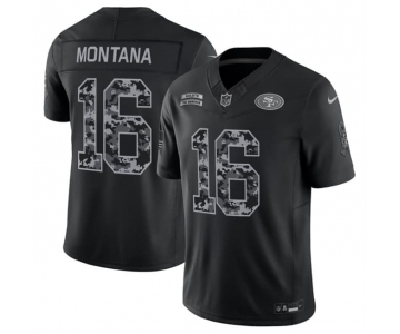 Men's San Francisco 49ers #16 Joe Montana Black 2026 F.U.S.E. Salute to Service Limited Stitched Football Jersey