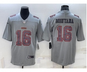 Men's San Francisco 49ers #16 Joe Montana Grey Atmosphere Fashion 2022 Vapor Untouchable Stitched Limited Jersey