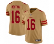 Men's San Francisco 49ers #16 Joe Montana Limited Gold Inverted Legend Football Jersey Men's San Francisco 49ers #16 Joe Montana Limited Gold Inverted Legend Football Jersey