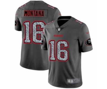 Men's San Francisco 49ers #16 Joe Montana Limited Gray Static Fashion Football Jersey