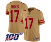 Men's San Francisco 49ers #17 Emmanuel Sanders Limited Gold Inverted Legend 100th Season Football Jersey Men's San Francisco 49ers #17 Emmanuel Sanders Limited Gold Inverted Legend 100th Season Football Jersey