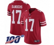 Men's San Francisco 49ers #17 Emmanuel Sanders Red Team Color Vapor Untouchable Limited Player 100th Season Football Jersey Men's San Francisco 49ers #17 Emmanuel Sanders Red Team Color Vapor Untouchable Limited Player 100th Season Football Jersey