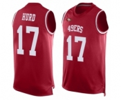 Men's San Francisco 49ers #17 Jalen Hurd Limited Red Player Name & Number Tank Top Football Jersey Men's San Francisco 49ers #17 Jalen Hurd Limited Red Player Name & Number Tank Top Football Jersey