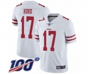 Men's San Francisco 49ers #17 Jalen Hurd White Vapor Untouchable Limited Player 100th Season Football Jersey Men's San Francisco 49ers #17 Jalen Hurd White Vapor Untouchable Limited Player 100th Season Football Jersey
