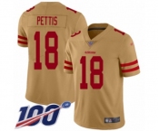 Men's San Francisco 49ers #18 Dante Pettis Limited Gold Inverted Legend 100th Season Football Jersey Men's San Francisco 49ers #18 Dante Pettis Limited Gold Inverted Legend 100th Season Football Jersey