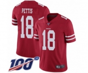 Men's San Francisco 49ers #18 Dante Pettis Red Team Color Vapor Untouchable Limited Player 100th Season Football Jersey Men's San Francisco 49ers #18 Dante Pettis Red Team Color Vapor Untouchable Limited Player 100th Season Football Jersey