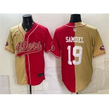 Men's San Francisco 49ers #19 Deebo Samuel Gold Red Split Stitched Jersey