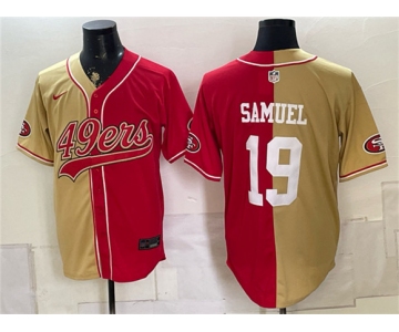 Men's San Francisco 49ers #19 Deebo Samuel Gold Red Split Stitched Jersey
