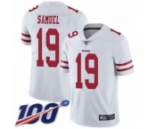 Men's San Francisco 49ers #19 Deebo Samuel White Vapor Untouchable Limited Player 100th Season Football Jersey Men's San Francisco 49ers #19 Deebo Samuel White Vapor Untouchable Limited Player 100th Season Football Jersey