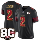 Men's San Francisco 49ers #2 Deommodore Lenoir Black 80th Anniversary Patch “Rivalries” 2026 F.U.S.E. Vapor Untouchable Limited Football Stitched Jersey