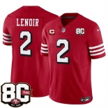 Men's San Francisco 49ers #2 Deommodore Lenoir New Red 2026 F.U.S.E. With 80th Anniversary & 2-Star C Patch Vapor Untouchable Limited Stitched Football Jer Men's San Francisco 49ers #2 Deommodore Lenoir New Red 2026 F.U.S.E. With 80th Anniversary & 2-Star C Patch Vapor Untouchable Limited Stitched Football Jer