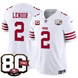 Men's San Francisco 49ers #2 Deommodore Lenoir White 2026 F.U.S.E. With 80th Anniversary & 2-Star C Patch Vapor Untouchable Limited Stitched Football Jerse Men's San Francisco 49ers #2 Deommodore Lenoir White 2026 F.U.S.E. With 80th Anniversary & 2-Star C Patch Vapor Untouchable Limited Stitched Football Jerse