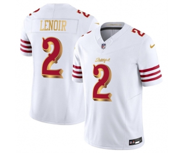 Men's San Francisco 49ers #2 Deommodore Lenoir White Gold 2025 F.U.S.E. “Rivalries” Vapor Limited Football Stitched Jersey
