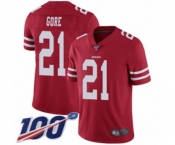 Men's San Francisco 49ers #21 Frank Gore Red Team Color Vapor Untouchable Limited Player 100th Season Football Jersey