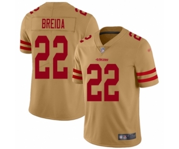 Men's San Francisco 49ers #22 Matt Breida Limited Gold Inverted Legend Football Jersey