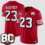 Men's San Francisco 49ers #23 Christian McCaffrey New Red 2026 F.U.S.E. With 80th Anniversary & 3-Star C Patch Vapor Untouchable Limited Football Stitched Men's San Francisco 49ers #23 Christian McCaffrey New Red 2026 F.U.S.E. With 80th Anniversary & 3-Star C Patch Vapor Untouchable Limited Football Stitched