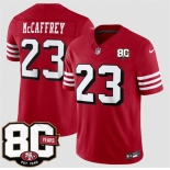 Men's San Francisco 49ers #23 Christian McCaffrey New Red 80th Anniversary Patch 2026 F.U.S.E. Vapor Untouchabl Limited Football Stitched Jersey Men's San Francisco 49ers #23 Christian McCaffrey New Red 80th Anniversary Patch 2026 F.U.S.E. Vapor Untouchabl Limited Football Stitched Jersey