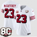 Men's San Francisco 49ers #23 Christian McCaffrey New White 2026 F.U.S.E. With 80th Anniversary & 3-Star C Patch Vapor Untouchable Limited Football Stitche Men's San Francisco 49ers #23 Christian McCaffrey New White 2026 F.U.S.E. With 80th Anniversary & 3-Star C Patch Vapor Untouchable Limited Football Stitche