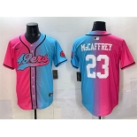 Men's San Francisco 49ers #23 Christian McCaffrey Pink Blue Limited Stitched Baseball Jersey
